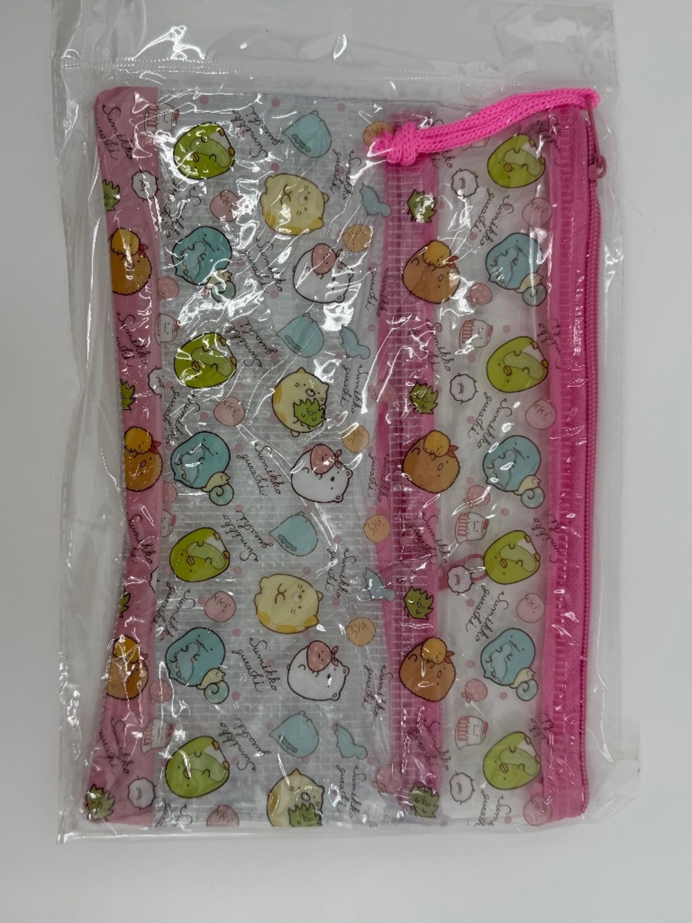 Sumikko Gurashi PVC Mesh Pouch NEW Bag Zipper Medium Pink Clear